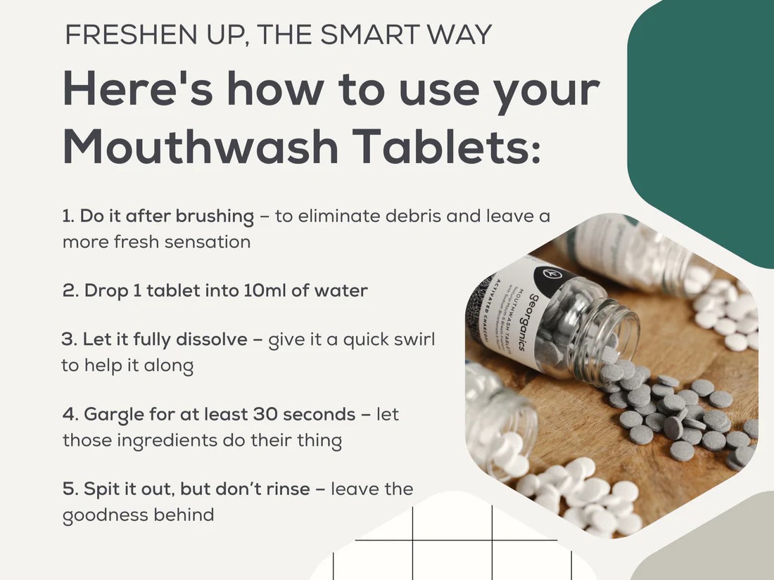 Ústní voda v tabletách - aktivní uhlí - Georganics